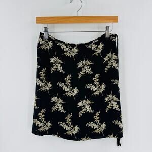 Vintage Banana Republic Black Floral Print Midi Skirt‎ Size 8 90s Style Romantic